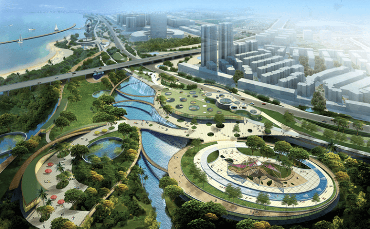 遂宁市河东新区五彩滨江景观带设计CAD施工图