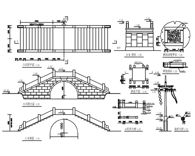拱桥曲桥平桥石桥等CAD施工图合集