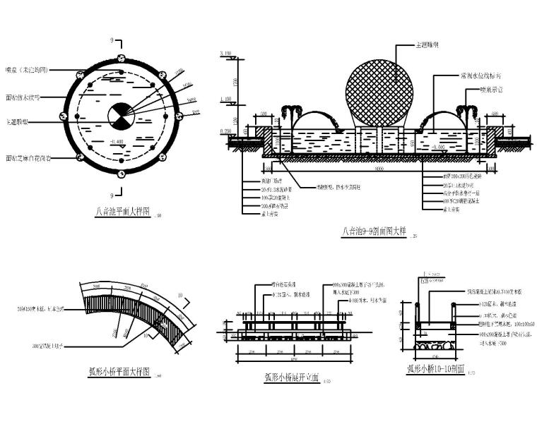 泳池喷泉跌水浴场CAD施工图合集