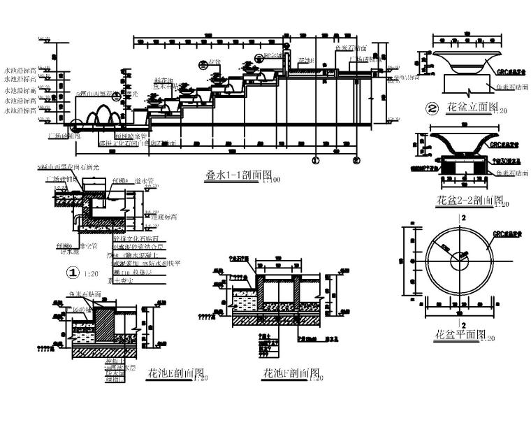 泳池喷泉跌水浴场CAD施工图合集