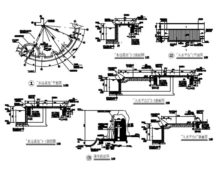 泳池喷泉跌水浴场CAD施工图合集