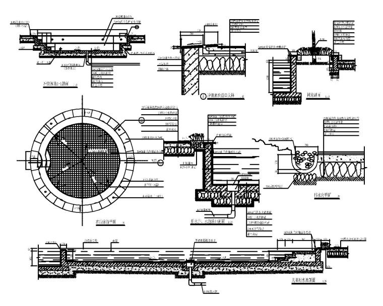 泳池喷泉跌水浴场CAD施工图合集