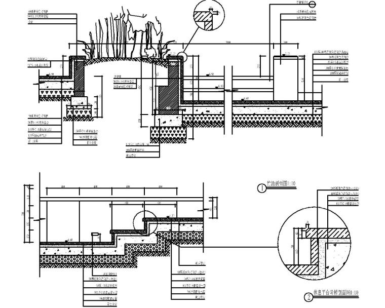岸石驳岸离岸池沿驳坎CAD施工详图