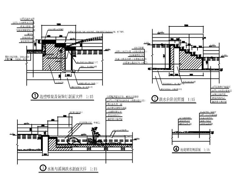 岸石驳岸离岸池沿驳坎CAD施工详图