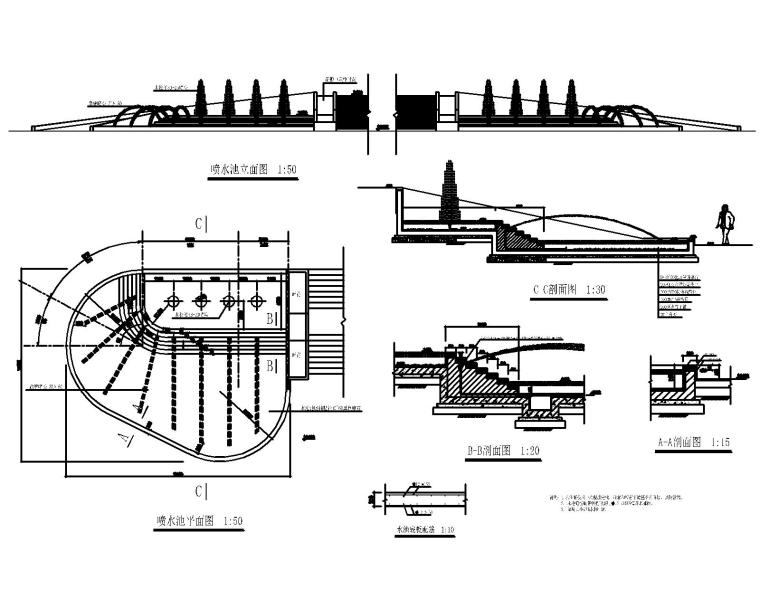 喷泉涌泉CAD施工图块合集