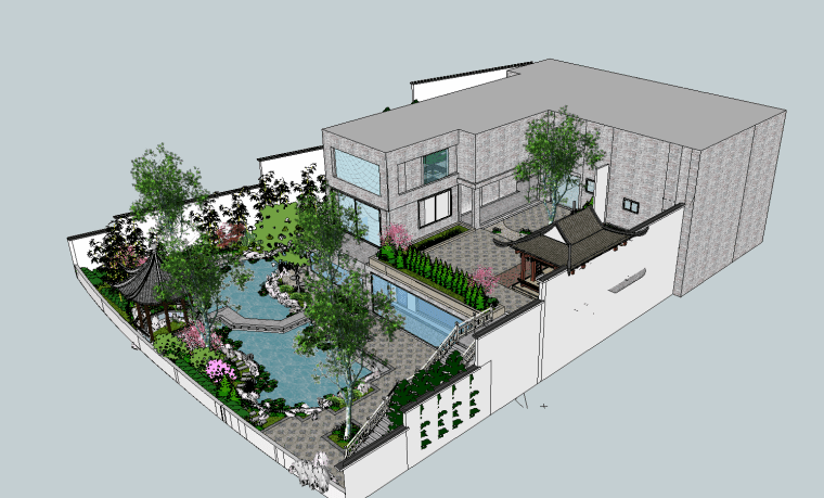 中式庭院景观SU模型合集分享