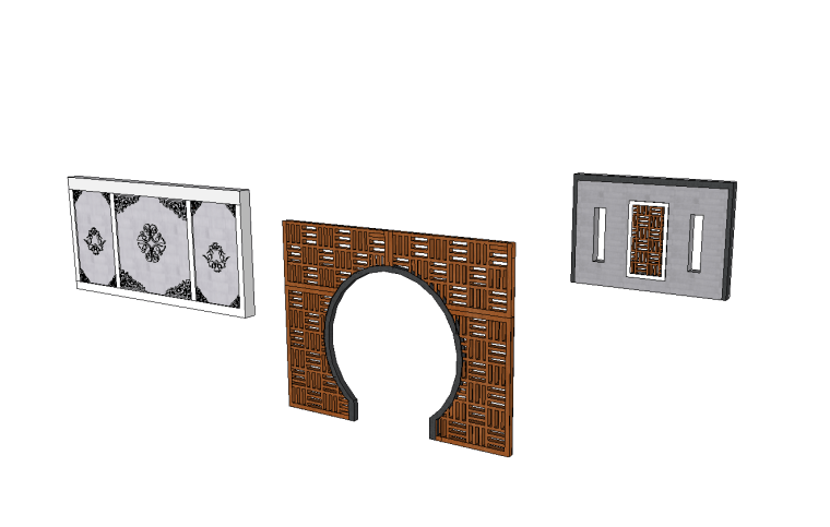 现代景墙SU模型素材合集