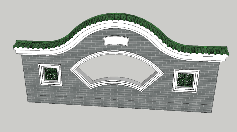 中式景墙SU模型素材合集