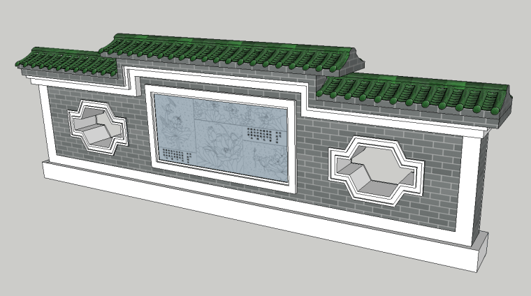 中式景墙SU模型素材合集