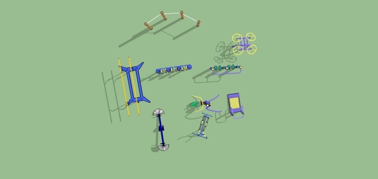 室外健身器材SU模型