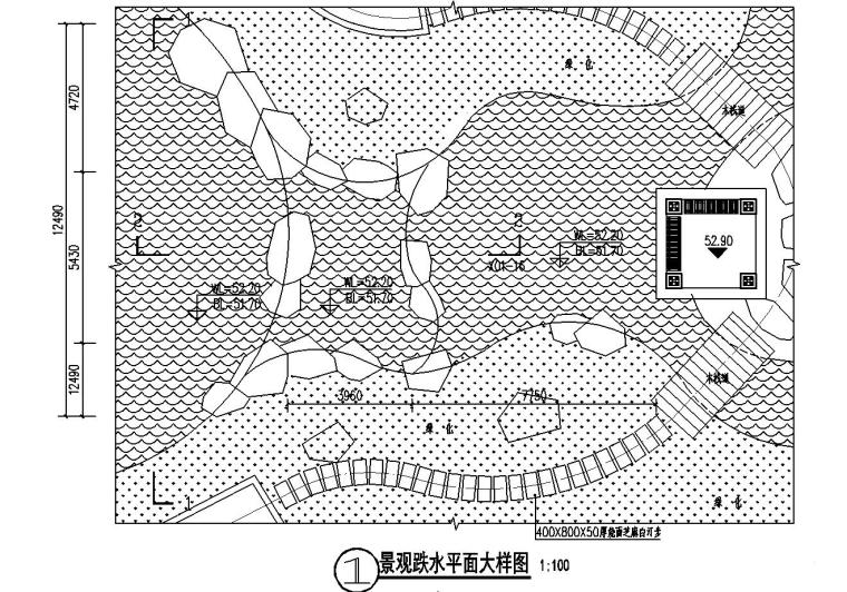 中式风格假山跌水景观详图设计