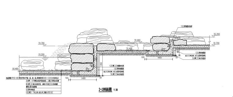 中式风格假山跌水景观详图设计