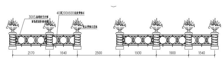 欧洲风格景观花钵、围栏节点详图设计