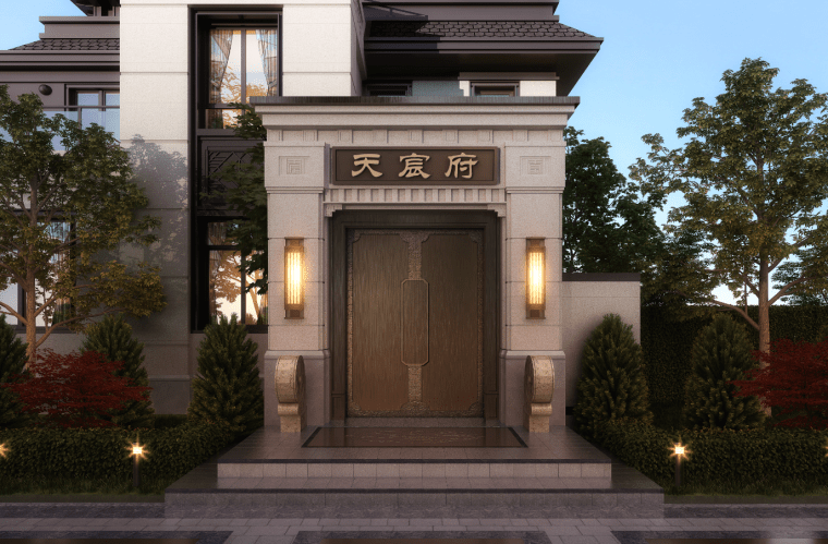 天宸府新中式别墅住宅景观SU模型下载 天宸府新中式别墅住宅景观SU模型下载