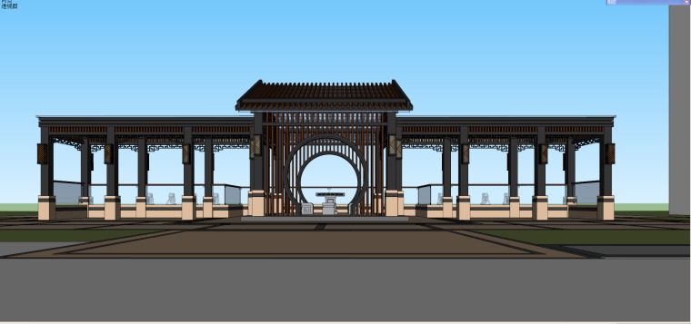 新中式廊架设计SU模型