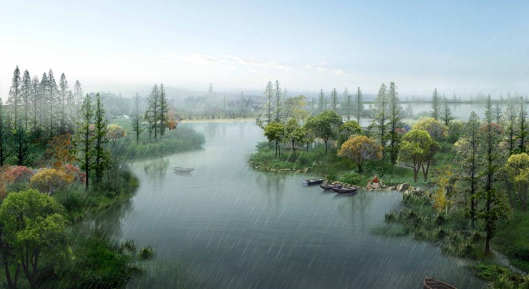 雨天景观效果图PSD源文件下载 雨天景观效果图PSD源文件下载