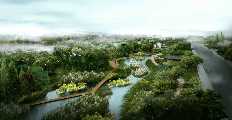 滨水住宅景观效果图PSD素材源文件 滨水住宅景观效果图PSD素材源文件