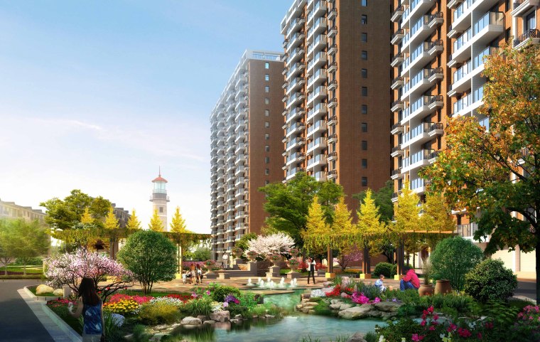 滨水住宅景观效果图PSD素材源文件 滨水住宅景观效果图PSD素材源文件