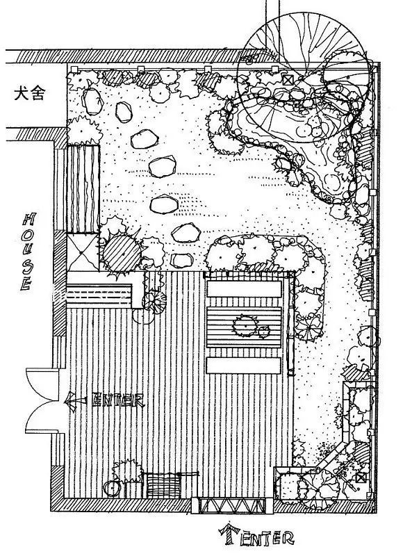 现代园林平面图手绘图片