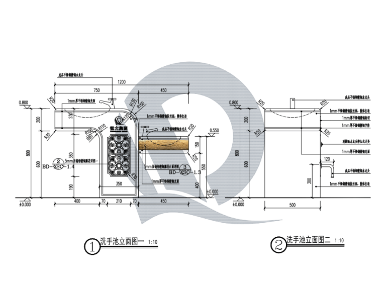 景观洗手池做法合集标准化CAD施工图+SU模型-灵感屋