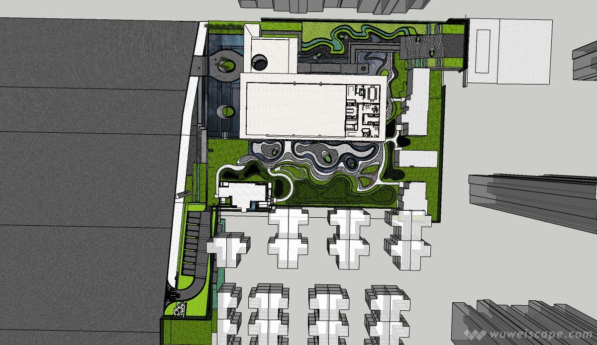 万达某现代示范区建筑和景观SU模型.skp下载-灵感屋