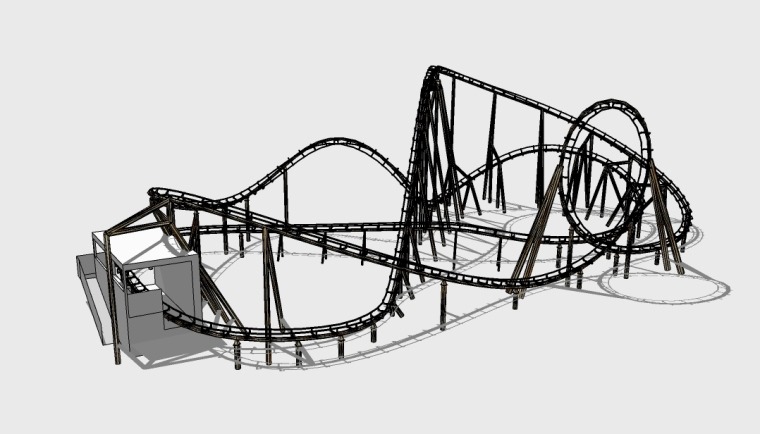 户外过山车精细SU模型合集-灵感屋
