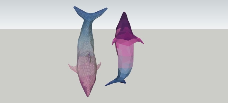 现代镂空实体切割海豚雕塑su模型-灵感屋