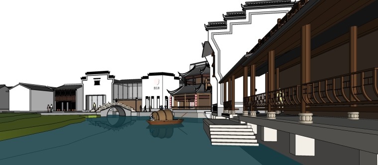 传统中式文化旅游街区建筑su模型-灵感屋