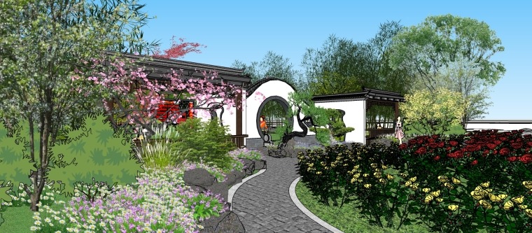 中式草坪婚礼入口公园设计模型-灵感屋