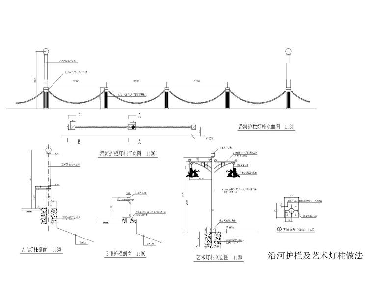 围墙栏杆滨河道路护栏SU模型CAD详图-灵感屋