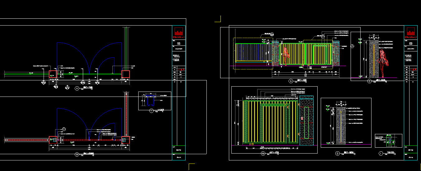 园林景观园建小品节点消防通道铁艺门施工详图-灵感屋