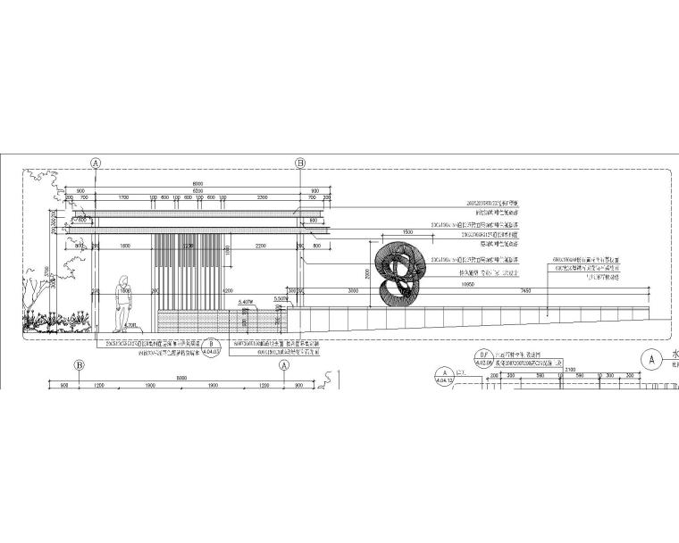 公园住宅现代风格水景廊架详图施工图-灵感屋