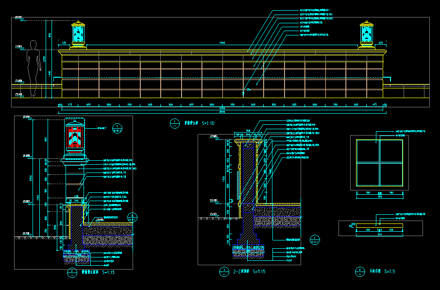 上百个景墙围墙景观施工详图（CAD格式）-灵感屋