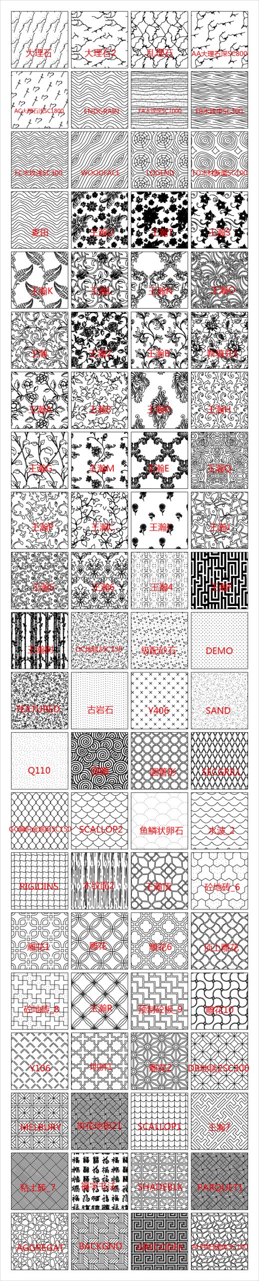 图片[2]-CAD填充图案PAT自定义图库插件木纹金属网雕花砌体水波粘土砖模块-灵感屋